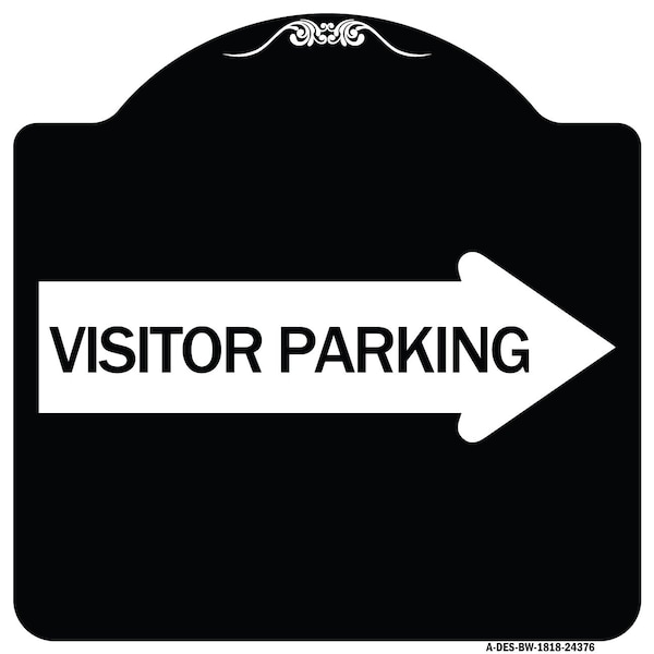 Visitor Parking With Right Arrow Heavy-Gauge Aluminum Architectural Sign, 18" x 18", BW-1818-24376